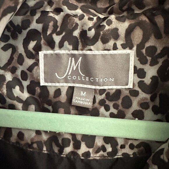 JM Collection Black Women's Jacket with Hide away hood Size Medium - Picture 3 of 7